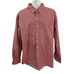 Vineyard Vines Classic Fit Button-Down Shirt Red White Checkered Size 2XLT